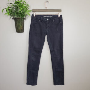 American Eagle Skinny Faded Black Distressed Low Rise Jegging AE 2 Jeans Y2K